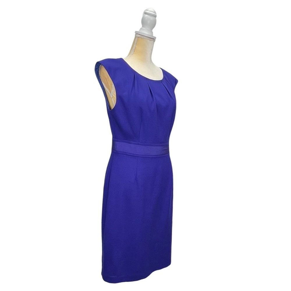 Trina Turkcobalt Blue Sheath Dress Size 8 Jersey Fabric Sleeveless Knee Length